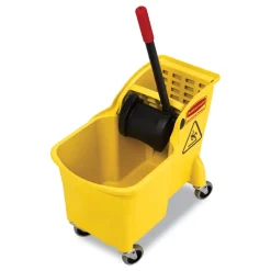 Rubbermaid Commercial FG738000YEL Tandem 31 Quart Reverse Mop Bucket/Wringer Combo - Yellow