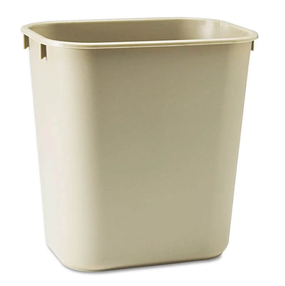 Rubbermaid Commercial 3.5-Gallon Rectangular Deskside Wastebasket - Beige