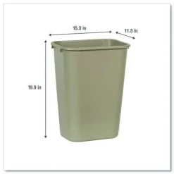 Rubbermaid Commercial 10.25-Gallon Rectangular Deskside Wastebasket - Beige