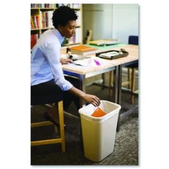 Rubbermaid Commercial 10.25-Gallon Rectangular Deskside Wastebasket - Beige