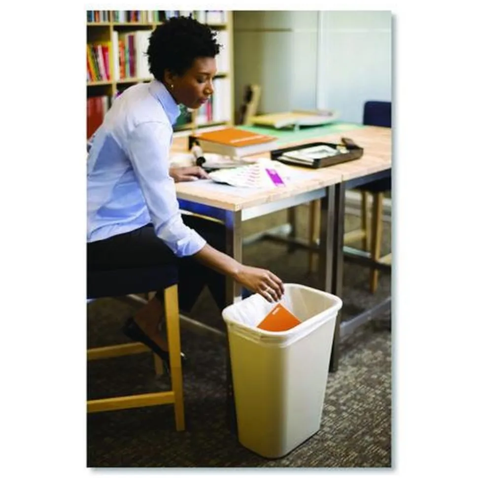 Rubbermaid Commercial 10.25-Gallon Rectangular Deskside Wastebasket - Beige