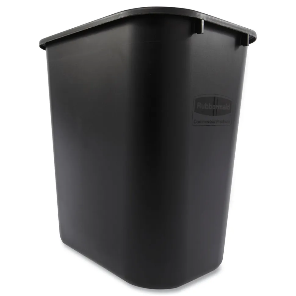 Rubbermaid Commercial 7-Gallon Rectangular Deskside Wastebasket - Black