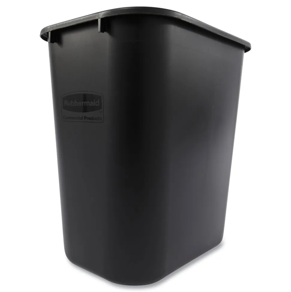 Rubbermaid Commercial 7-Gallon Rectangular Deskside Wastebasket - Black