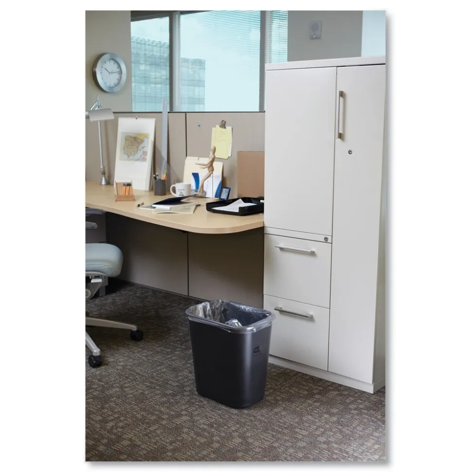 Rubbermaid Commercial 7-Gallon Rectangular Deskside Wastebasket - Black