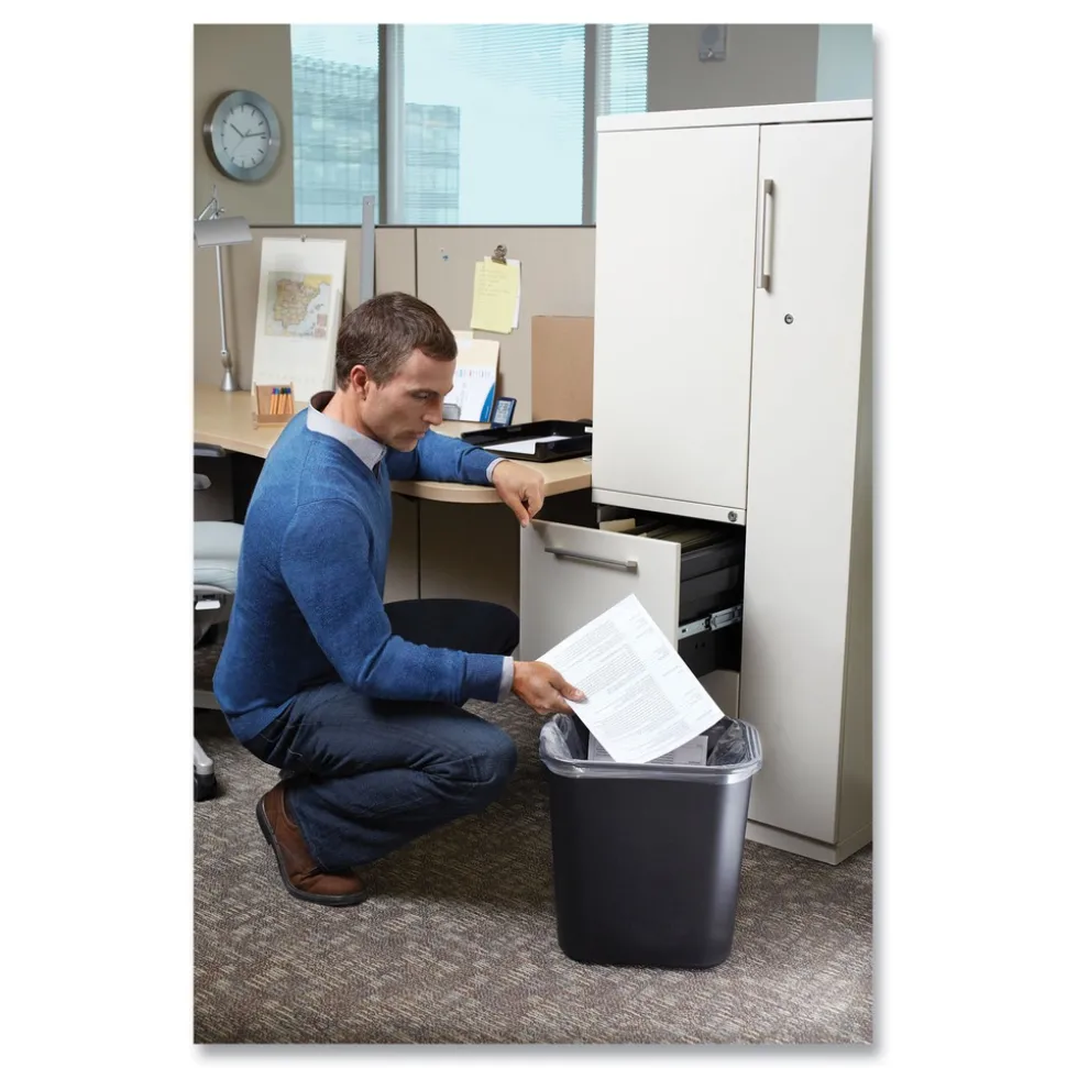 Rubbermaid Commercial 7-Gallon Rectangular Deskside Wastebasket - Black