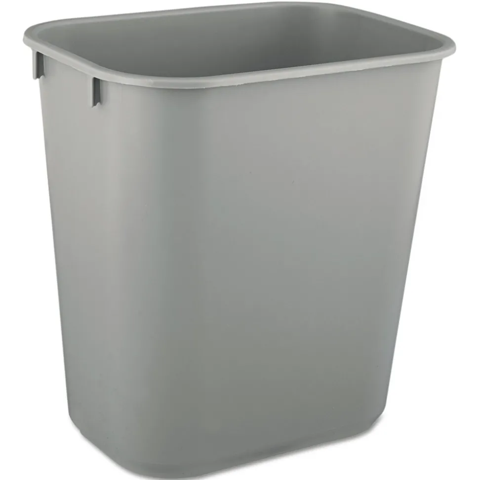 Rubbermaid Commercial 3.5-Gallon Rectangular Deskside Plastic Wastebasket - Gray