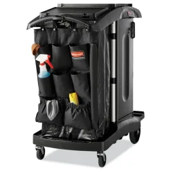 Rubbermaid Commercial High-Security 2-Shelf Housekeeping Cart - Black/Silver