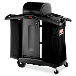 Rubbermaid Commercial High-Security 2-Shelf Housekeeping Cart - Black/Silver