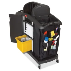Rubbermaid Commercial High-Security 2-Shelf Housekeeping Cart - Black/Silver