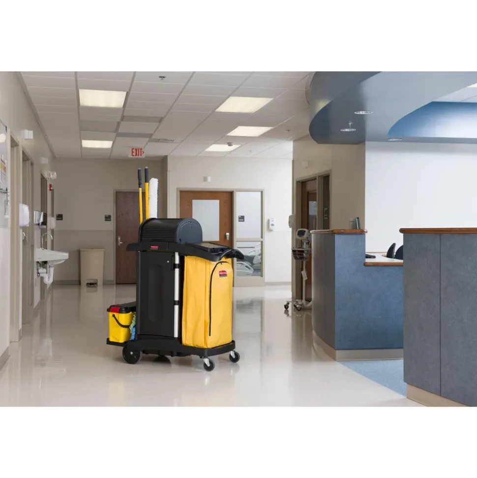 Rubbermaid Commercial High-Security Healthcare Cleaning Cart - Black