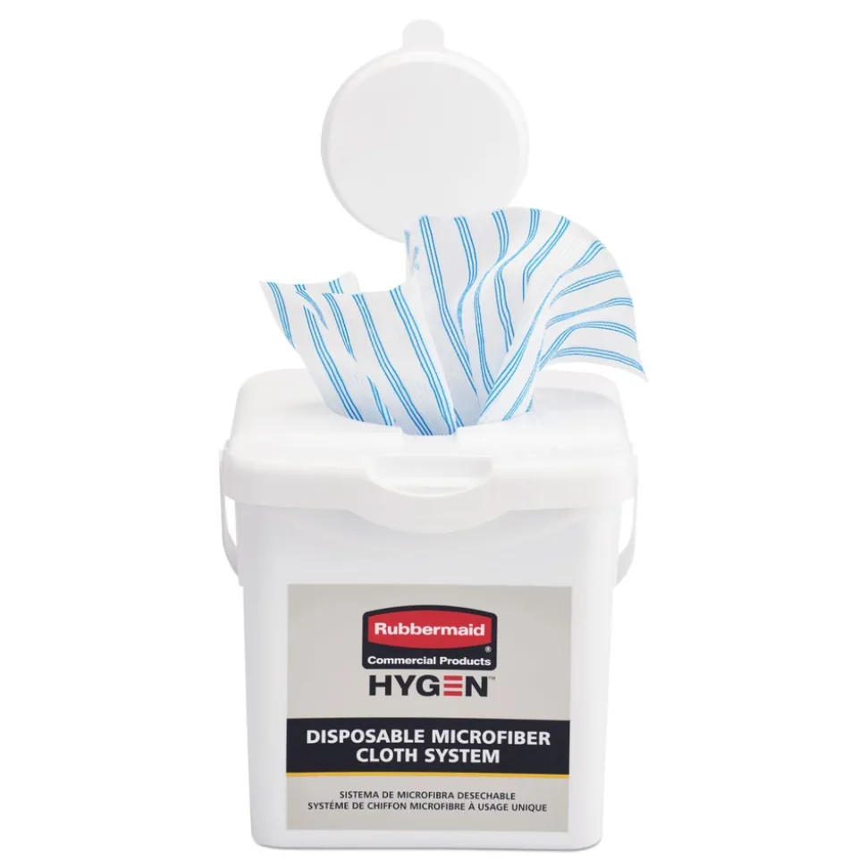Rubbermaid Commercial HYGEN 7.92 in. x 7.75 in. x 7.44 in. Disposable Microfiber Charging Bucket - White (4/Carton)