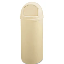 Rubbermaid Commercial Marshal 25-Gallon Plastic Round Classic Container - Beige