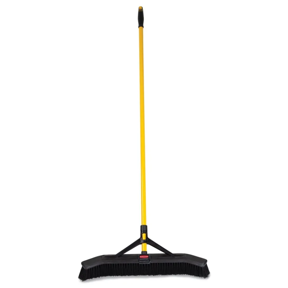 Rubbermaid Commercial Maximizer 24 in. Polypropylene Bristles Push-to-Center Broom - Yellow/Black