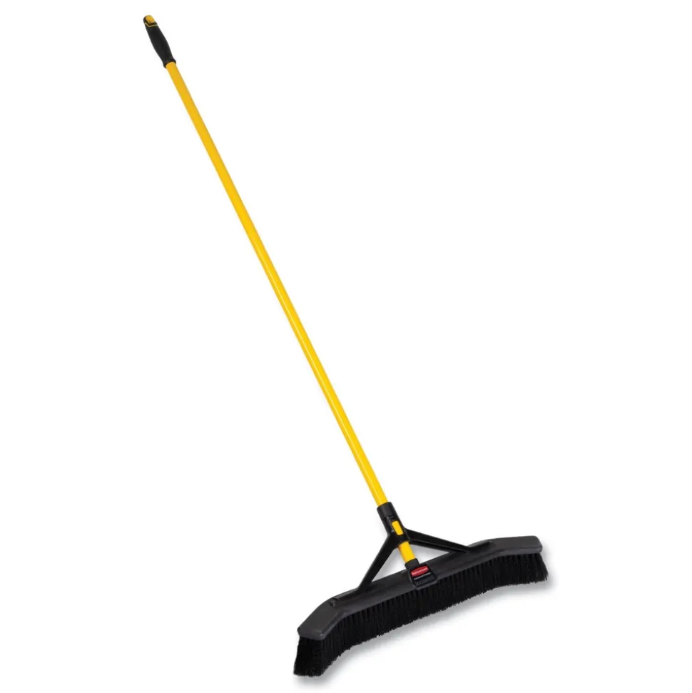 Rubbermaid Commercial Maximizer 24 in. Polypropylene Bristles Push-to-Center Broom - Yellow/Black