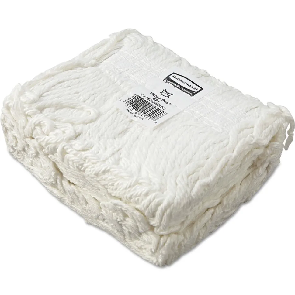 Rubbermaid Commercial 12-Piece 24 oz. Economy Cut-End Rayon Mop Head with 1 in. Band (White)