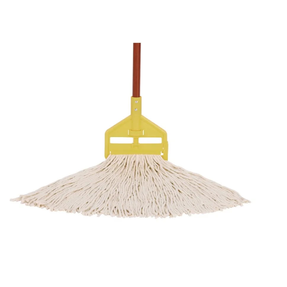 Rubbermaid Commercial 12-Piece 24 oz. Economy Cut-End Rayon Mop Head with 1 in. Band (White)