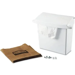 Rubbermaid Commercial Plastic Sanitary Napkin Receptacle with Rigid Liner - White