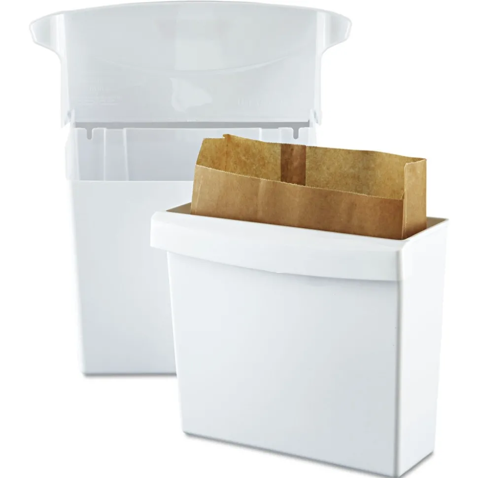 Rubbermaid Commercial Plastic Sanitary Napkin Receptacle with Rigid Liner - White