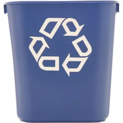 Rubbermaid Commercial 13.63-Quart Rectangular Deskside Recycling Container - Small, Blue