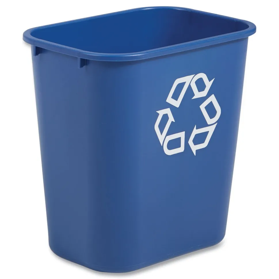 Rubbermaid Commercial 28.13-Quart Rectangular Deskside Recycling Container - Medium, Blue