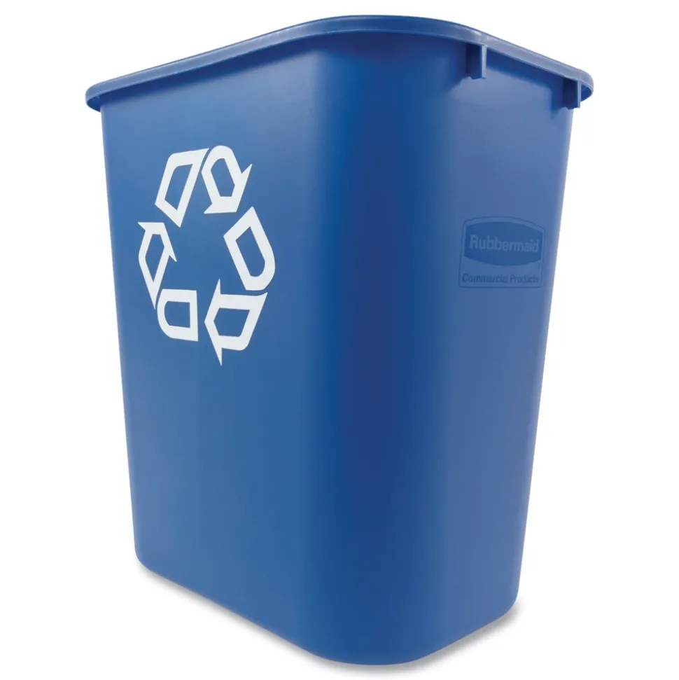 Rubbermaid Commercial 28.13-Quart Rectangular Deskside Recycling Container - Medium, Blue