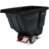Rubbermaid Commercial Rotomolded Plastic Rectangular 850 lbs. Capacity Tilt Truck - Black