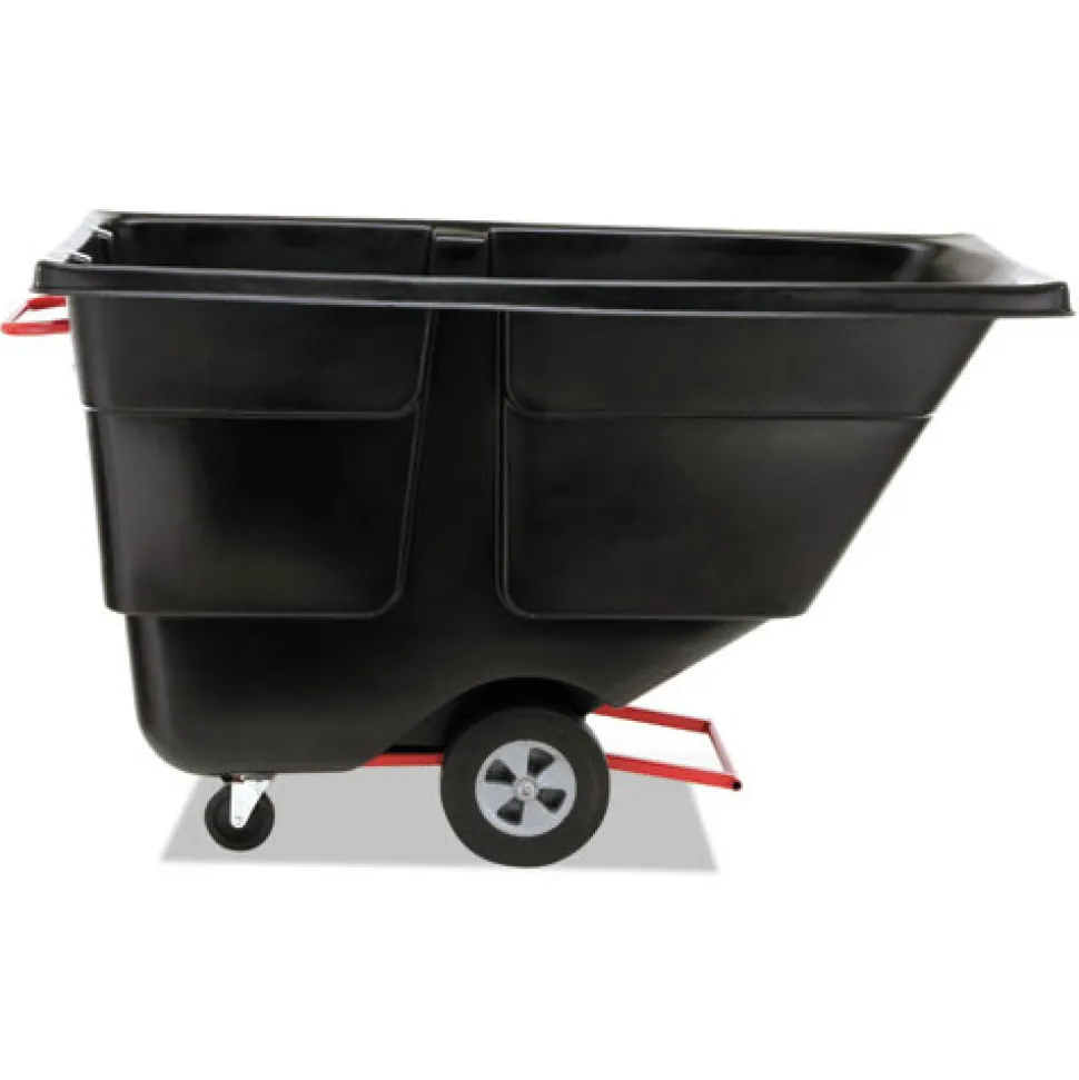 Rubbermaid Commercial Rotomolded Plastic Rectangular 850 lbs. Capacity Tilt Truck - Black