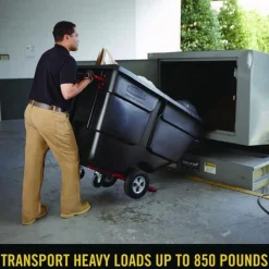 Rubbermaid Commercial Rotomolded Plastic Rectangular 850 lbs. Capacity Tilt Truck - Black