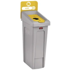 Rubbermaid Commercial Slim Jim Recycling Station Kit 1-Stream Bottles and Cans 23 gal Plastic Yellow/Gray