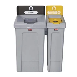 Rubbermaid Commercial Slim Jim Recycling Station Kit 1-Stream Bottles and Cans 23 gal Plastic Yellow/Gray