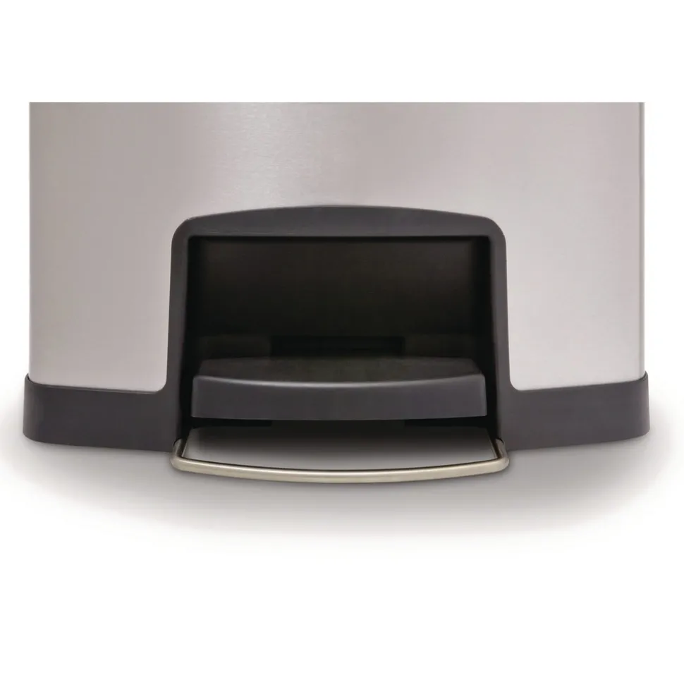 Rubbermaid Commercial Slim Jim 13-Gallon Front Step Style Stainless Steel Step-On Container - Black