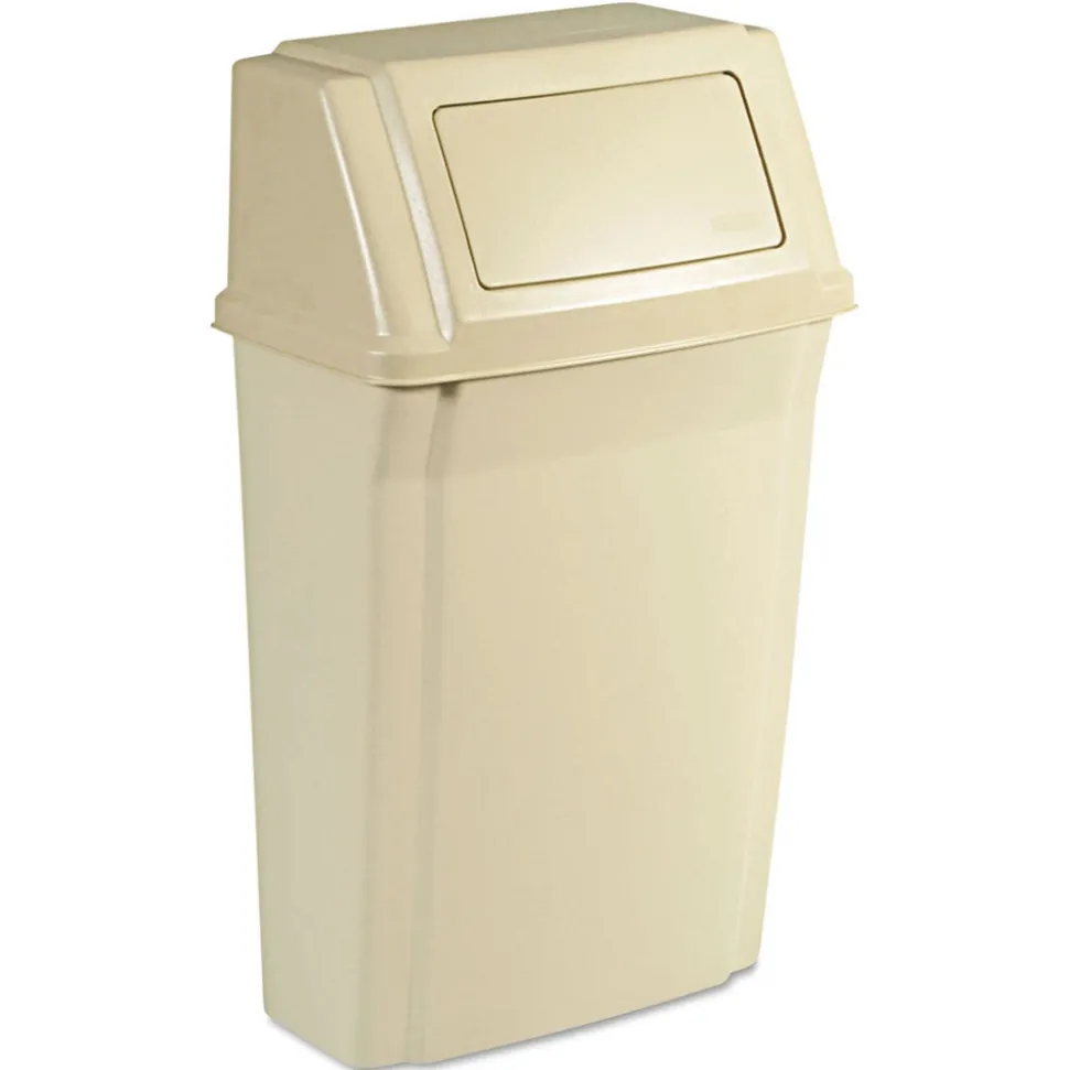 Rubbermaid Commercial Slim Jim 15-Gallon Wall-Mounted Container - Beige