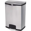 Rubbermaid Commercial Slim Jim 24-Gallon Front Step Style Stainless Steel Step-On Container - Black
