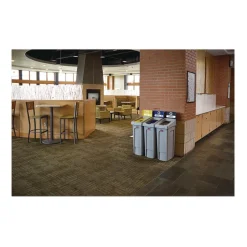 Rubbermaid Commercial Slim Jim Recycling Station Kit 1-Stream Mixed Recycling 23 gal Plastic Gray/Blue