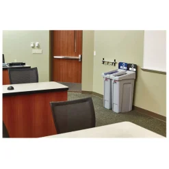 Rubbermaid Commercial Slim Jim Recycling Station Kit 1-Stream Mixed Recycling 23 gal Plastic Gray/Blue