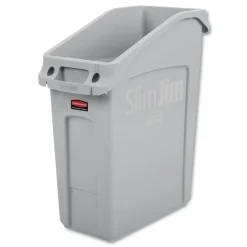 Rubbermaid Commercial Slim Jim 13 gal Polyethylene Under Counter Container - Gray