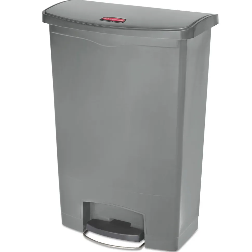 Rubbermaid Commercial Streamline 24 Gallon Front Step Style Polyethylene/Resin Step-On Container - Gray