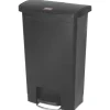 Rubbermaid Commercial Streamline 13-Gallon Front Step Style Resin Step-on Container - Black