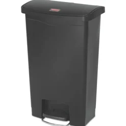 Rubbermaid Commercial Streamline 13-Gallon Front Step Style Resin Step-on Container - Black