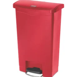 Rubbermaid Commercial Streamline 13-Gallon Front Step Style Resin Step-On Container - Red