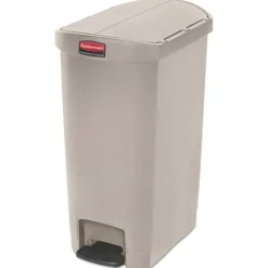 Rubbermaid Commercial Streamline 13-Gallon Resin End Step Style Step-On Container - Beige