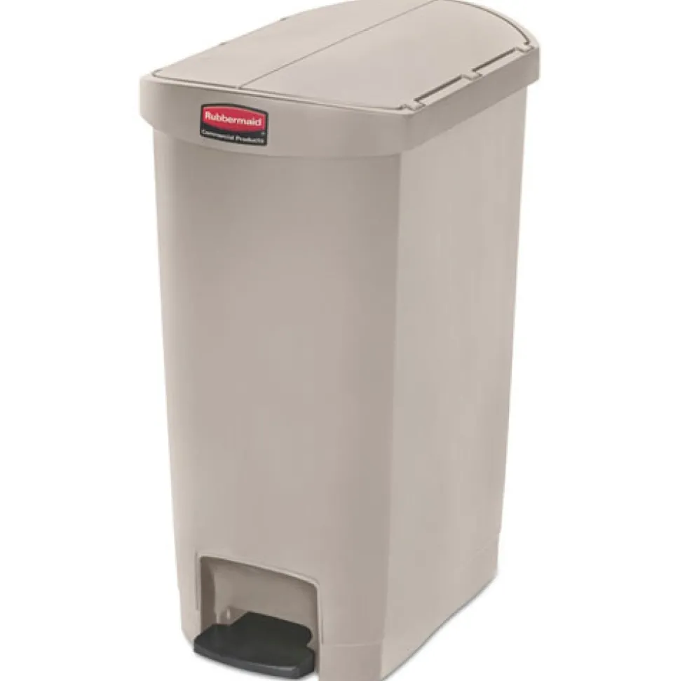 Rubbermaid Commercial Streamline 13-Gallon Resin End Step Style Step-On Container - Beige