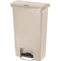 Rubbermaid Commercial Streamline 13-Gallon Resin Front Step Style Step-On Container - Beige