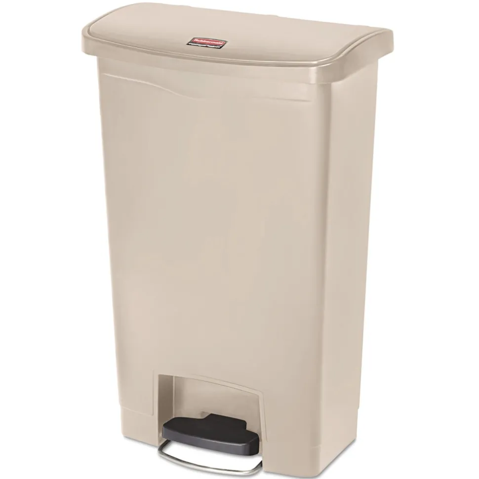 Rubbermaid Commercial Streamline 13-Gallon Resin Front Step Style Step-On Container - Beige