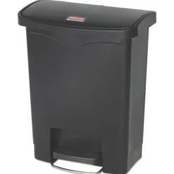 Rubbermaid Commercial Streamline 8-Gallon Front Step Style Resin Step-On Container - Black