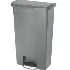 Rubbermaid Commercial Streamline 18-Gallon Front Step Style Resin Step-On Container - Gray