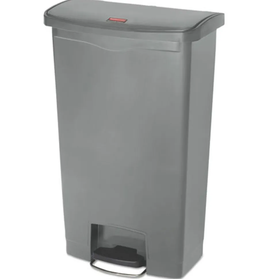 Rubbermaid Commercial Streamline 18-Gallon Front Step Style Resin Step-On Container - Gray