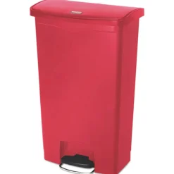 Rubbermaid Commercial Streamline 18-Gallon Front Step Style Resin Step-On Container - Red