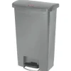 Rubbermaid Commercial Streamline 13-Gallon Front Step Style Resin Step-On Container - Gray