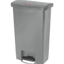 Rubbermaid Commercial Streamline 13-Gallon Front Step Style Resin Step-On Container - Gray